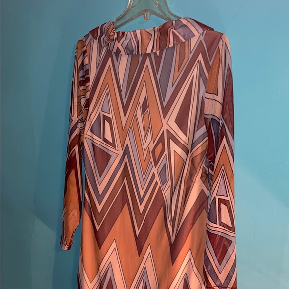 Jolie&Joy brown and tan chevron women’s dress  size large - Picture 8 of 12